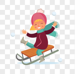 玩雪橇的女孩图片