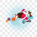 骑车发礼物的圣诞老人图片