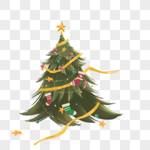 圣诞树上挂满圣诞袜高清图片