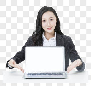 商务女性办公笔记本电脑高清图片