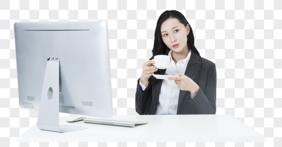 商务女性休息喝咖啡图片
