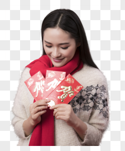 新年发红包的女人图片