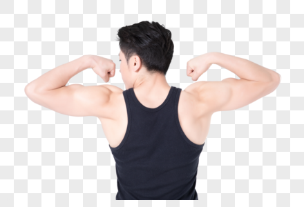健身男性人像肌肉展示背影图片