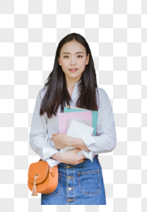 抱着书的女同学图片