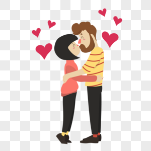 七夕情侣相拥热吻图片素材
