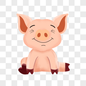 坐着微笑的猪图片