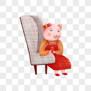 坐在椅子上的猪妈妈图片