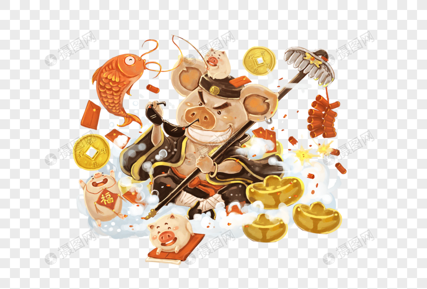 猪八戒过大年元素素材下载 正版素材 摄图网 猪八戒过大年元素素材下载 正版素材 摄图网