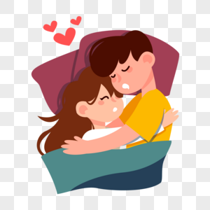 可爱情侣相拥入眠图片素材