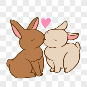 手绘可爱小兔子爱的亲吻图片