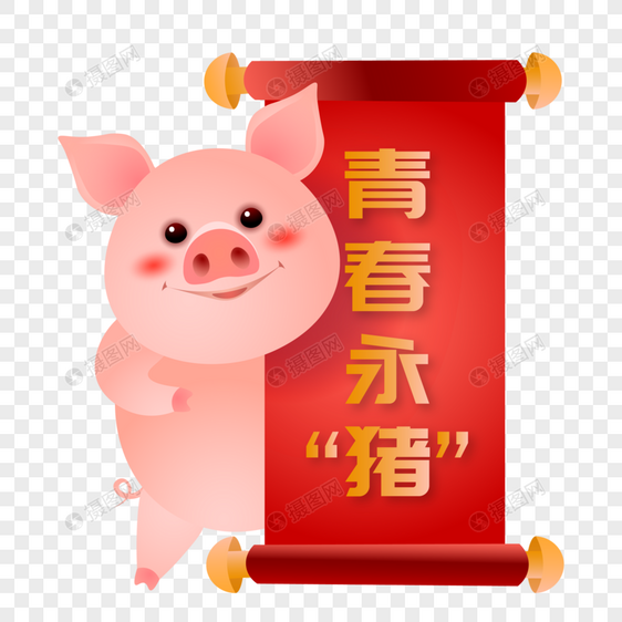 新年可爱小猪祝青春永猪图片