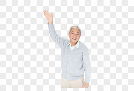 打招呼的老年人图片