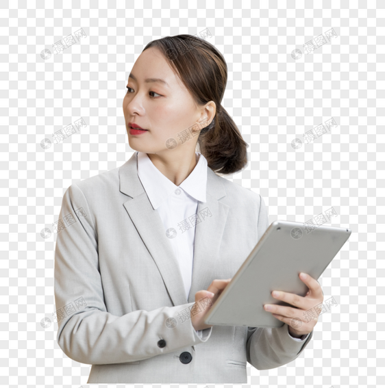 商务女性拿平板电脑·图片