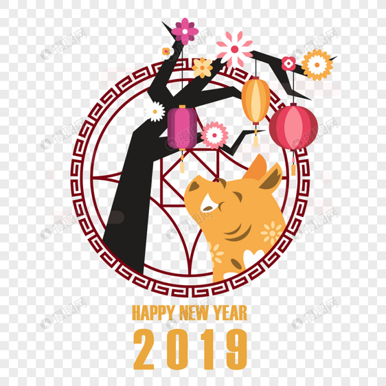 新春高挂灯笼祝猪年大吉图片