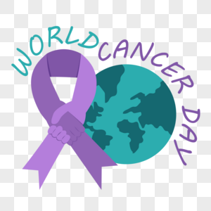 世界癌症日创意紧握双手的紫丝带图片