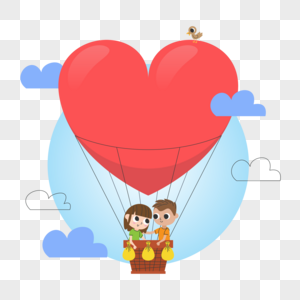 浪漫热气球约会的小情侣图片