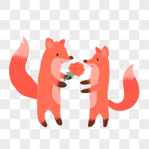 情人节约会送花的小狐狸图片