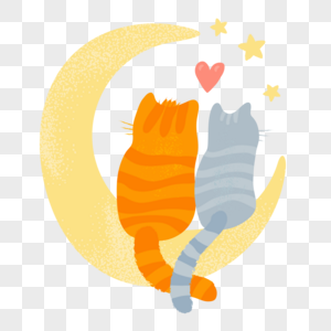 浪漫月亮约会的小猫咪图片