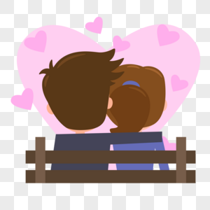 卡通可爱约会中的情侣背影元素图片