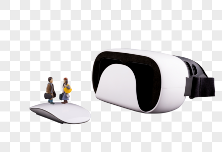 卡通人偶和VR设备高清图片