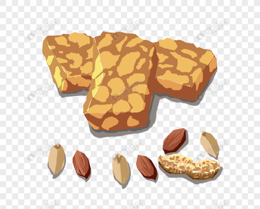 手绘美食小吃花生糖免抠素材