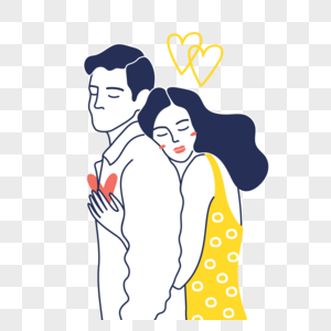 鲜花的卡通男人高清图片背后拿着向日葵的少女高清图片背后拿着向日葵