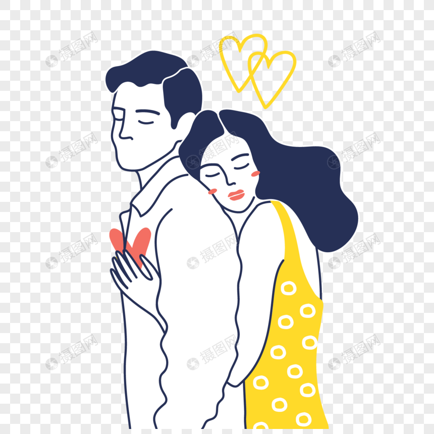 背后拥抱的小情侣
