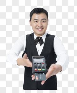 男服务员刷卡服务图片
