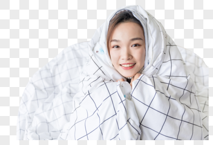 盖着被子的美女图片素材