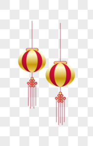金色灯笼新年中国结元素图片