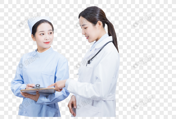 医院前台医生和护士讨论图片