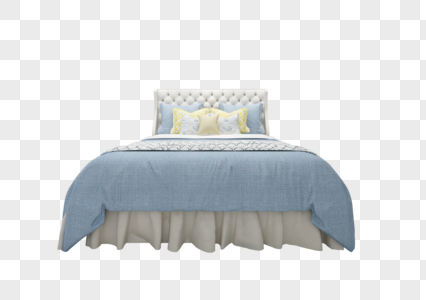 双人床卧室蓝色床高清图片