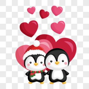 可爱情侣小企鹅图片