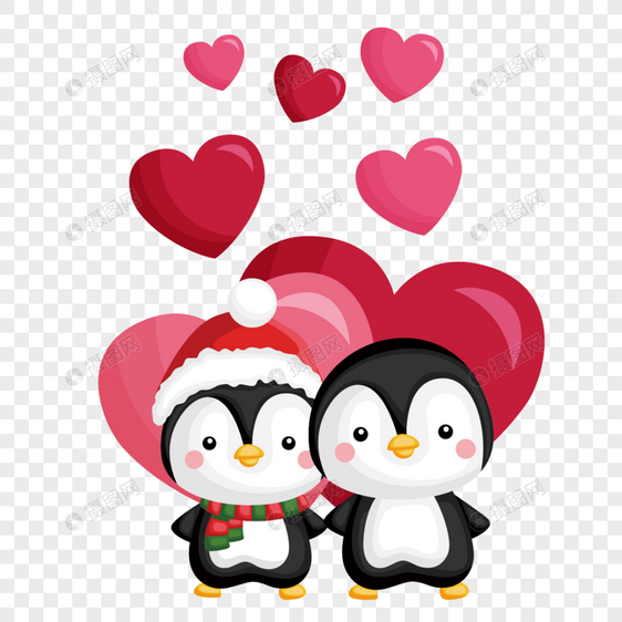 可爱情侣小企鹅图片