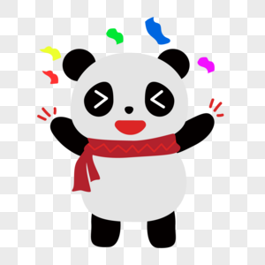 开心舞手撒花的小熊猫图片