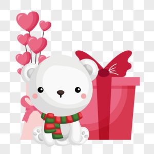 小白熊与情人节礼物图片