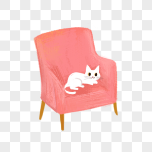 粉色的沙发上的猫图片