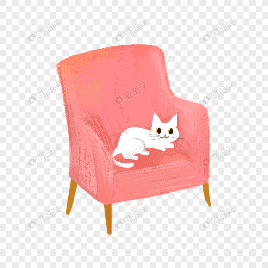粉色的沙发上的猫图片