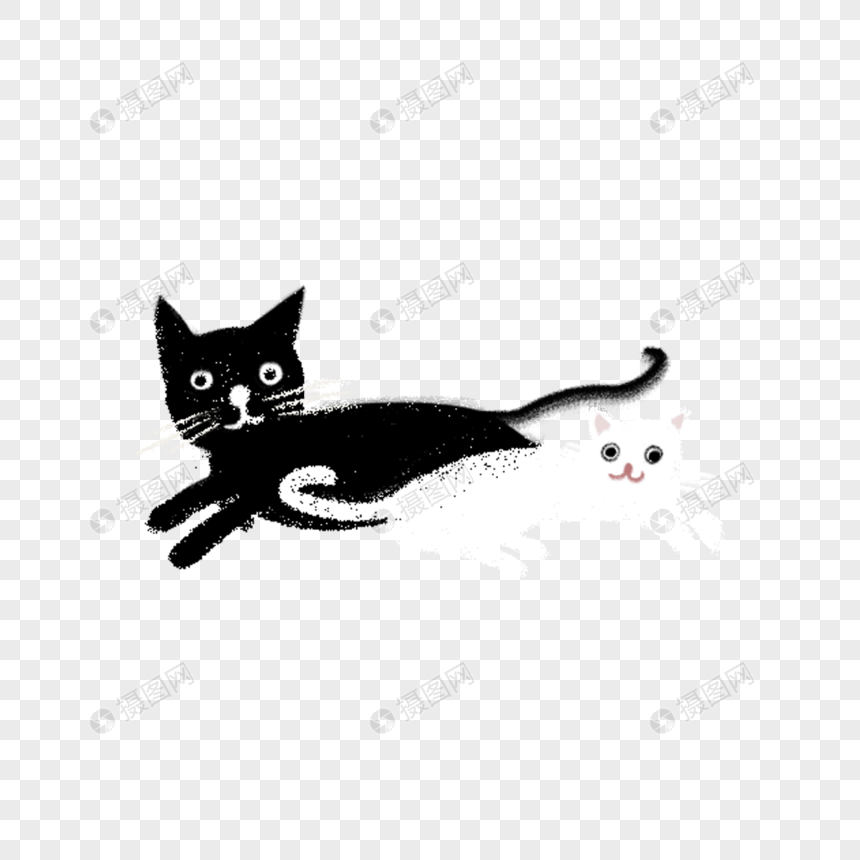 黑猫和白猫元素素材下载 正版素材 摄图网