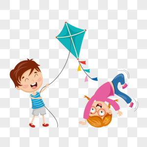 玩耍放风筝的孩子们图片