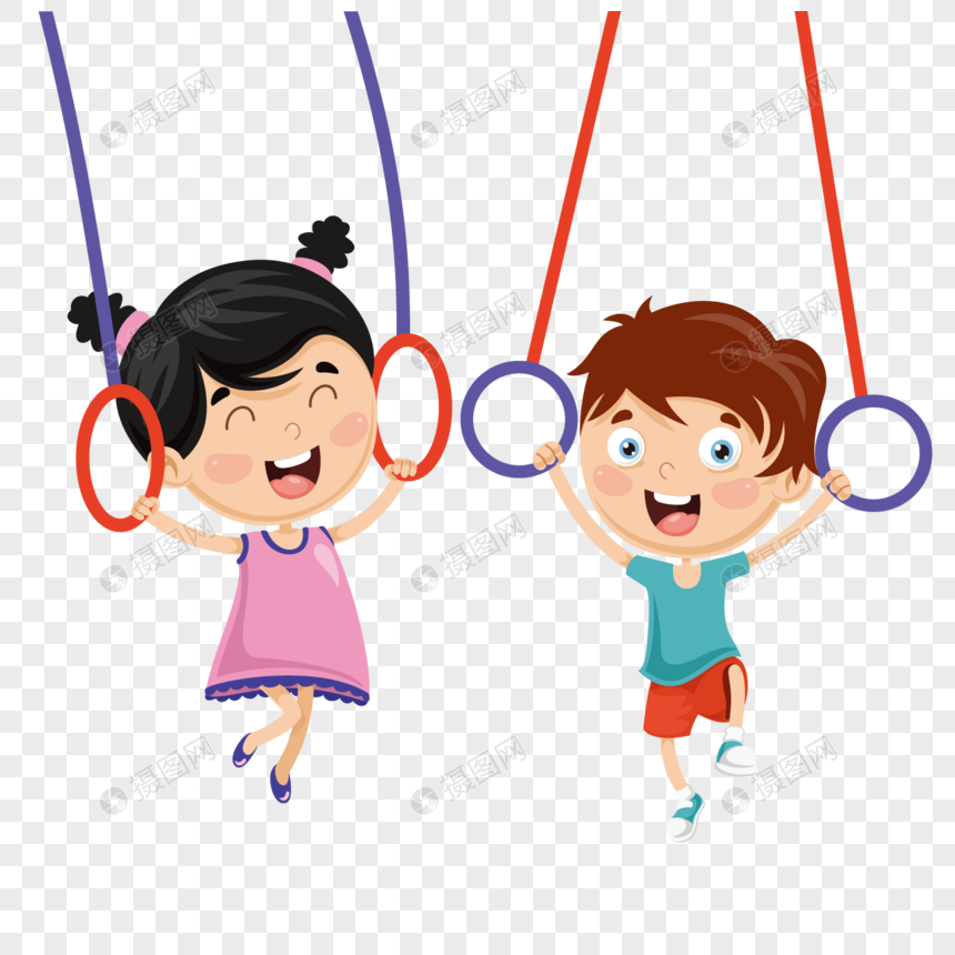 玩吊环的孩子们