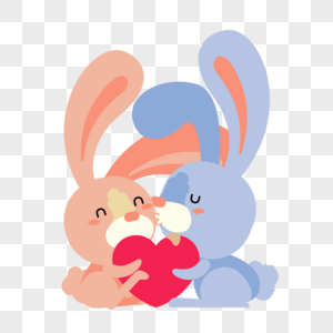 情人节甜蜜约会送爱心的小兔子图片