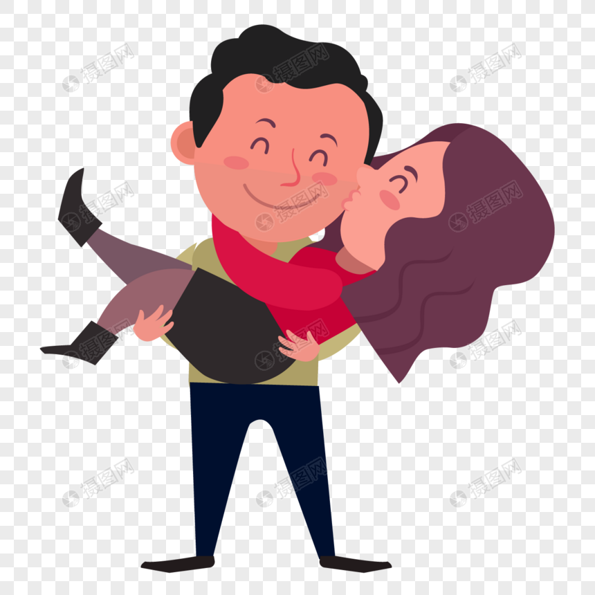 情人节公主抱亲吻的情侣