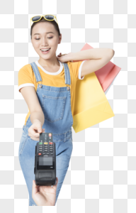 女性信用卡购物免抠高清图片素材