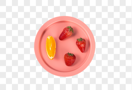 盘子里的橙子草莓图片