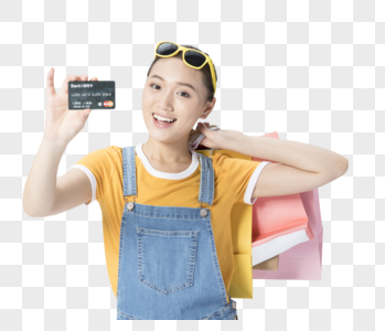 女性信用卡购物休闲购物高清图片素材