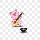 弹吉他的猪图片