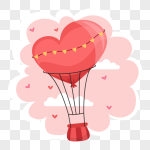 心形热气球情人节升天高清图片