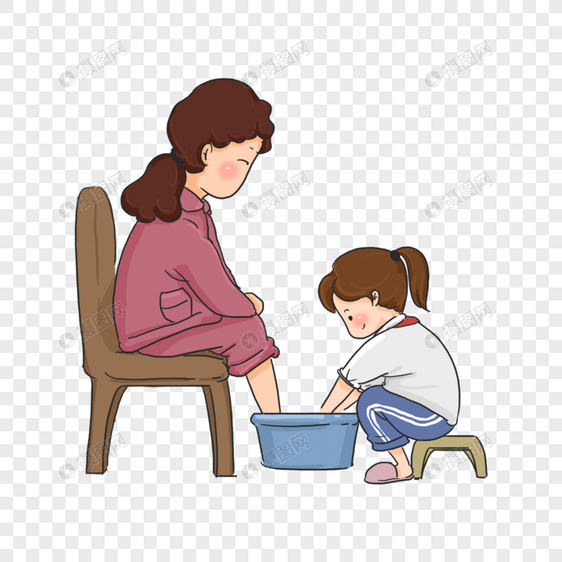 给妈妈洗脚的孩子图片