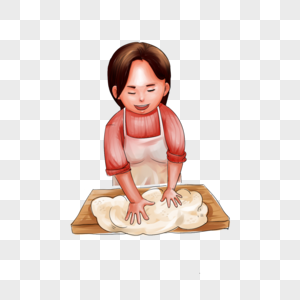 玩面团的女人素材